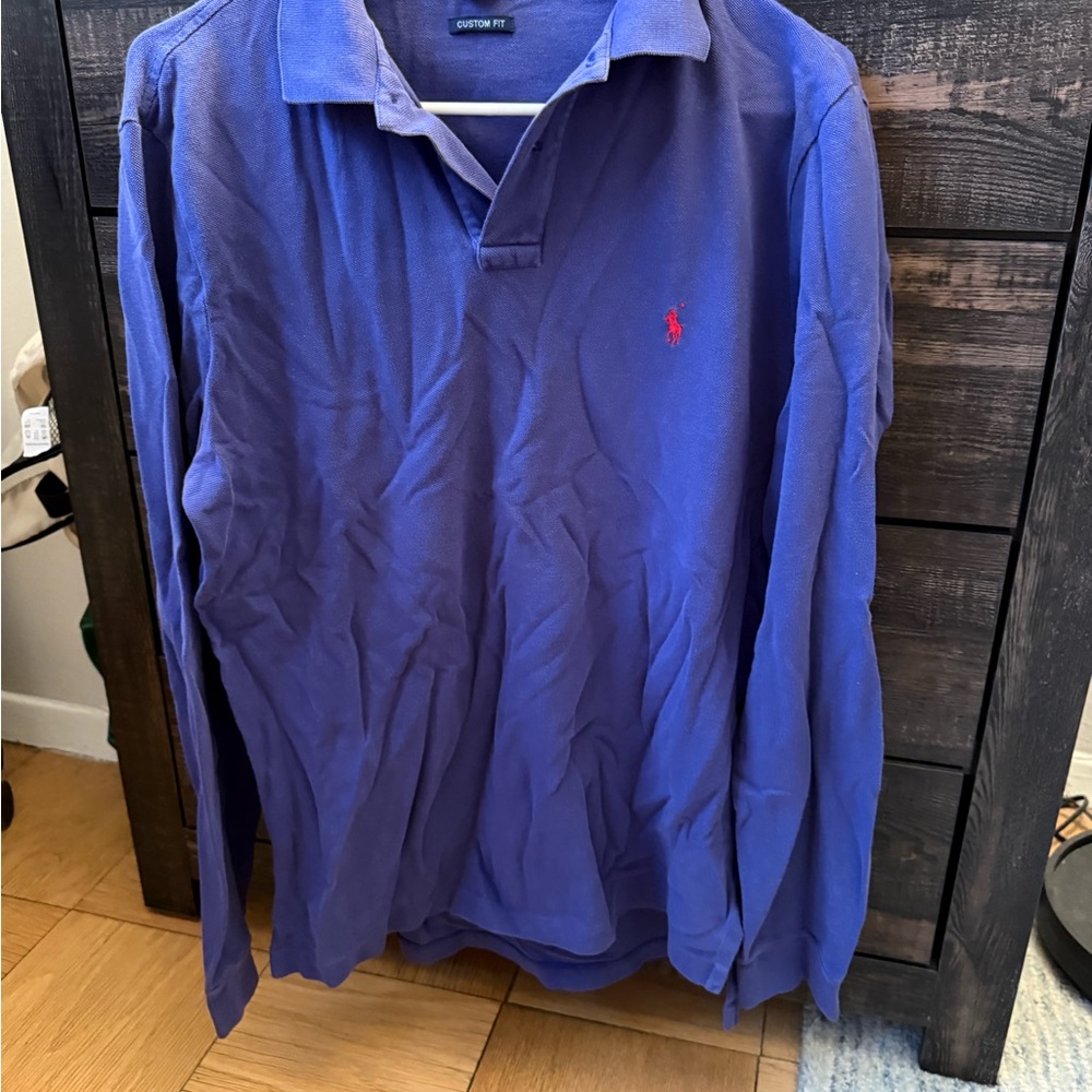 Ralph Lauren Men's Purple Long Sleeve Polo Shirt